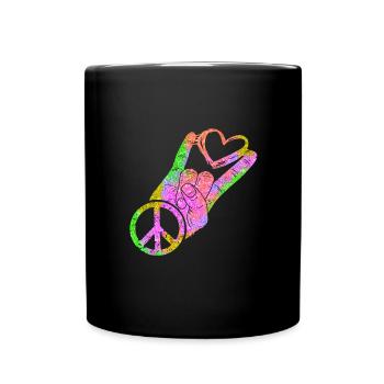 Hippie Peace Peace 60's 70's Love T-Shirt - Full Colour Mug - black - Front