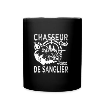 Chassé chasseur de sanglier cadeau cool chasse - Mug uni - noir - Devant