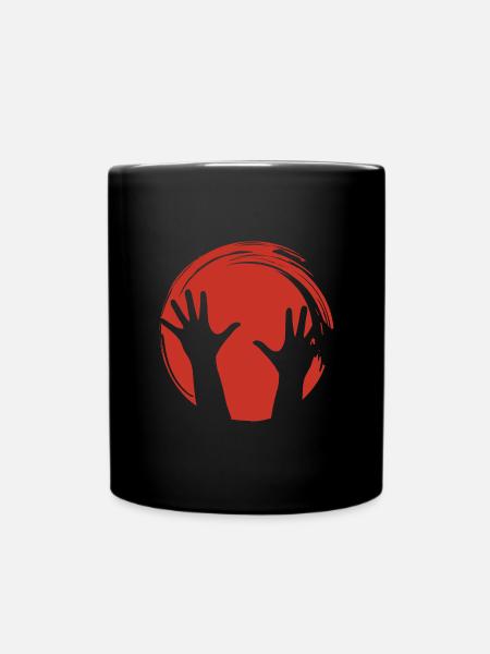 Hände Silhouette Roter Kreis - Tasse einfarbig - Schwarz