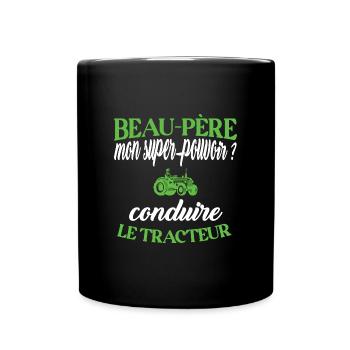 Beau-père t-shirt agriculteur tracteur humour - Mug uni - noir - Devant
