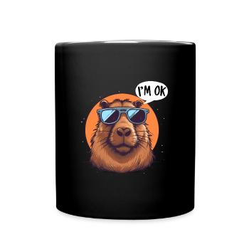 Capybara Lustig wasserschweine - Tasse einfarbig - Schwarz - Vorne