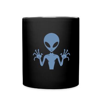 Alien-Außerirdischer-Körper-Silhouette mit Händen - Tasse einfarbig - Schwarz - Vorne
