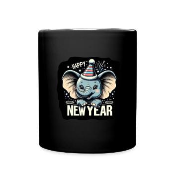 Neujahr Sylvester Elefant Grunge-Feier - Tasse einfarbig - Schwarz - Vorne