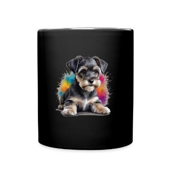 Salz- und Pfefferwelpen-Paradoxon: Zwergschnauzer - Tasse einfarbig - Schwarz - Vorne