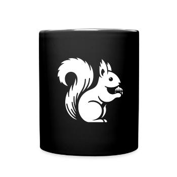 Silhouette d’écureuil minimaliste avec écrou - Mug uni - noir - Devant