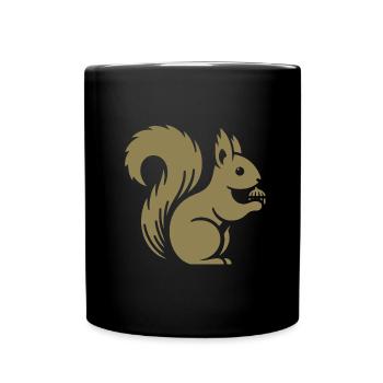 Silhouette d’écureuil minimaliste avec écrou - Mug uni - noir - Devant