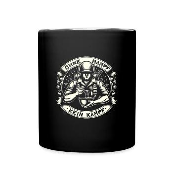 Ohne Mampf kein Kampf! 💪😄 🍔🔥 - Tasse einfarbig - Schwarz - Vorne