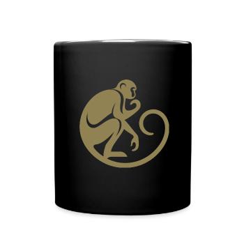 Affe Schimpanse Silhouette Minimalistisch - Tasse einfarbig - Schwarz - Vorne
