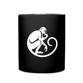 Affe Schimpanse Silhouette Minimalistisch - Tasse einfarbig - Schwarz - Vorne