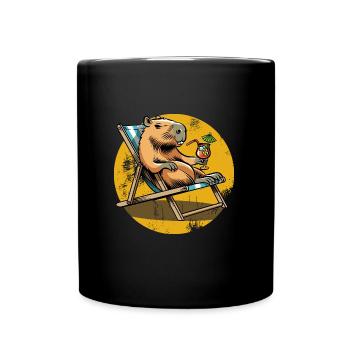 Capybara - Holiday - Cocktail - Chilling - Full Colour Mug - black - Front