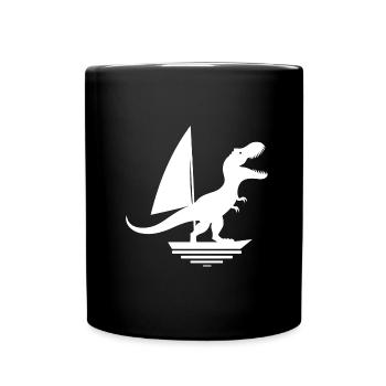 Dinosaur T-Rex Sailboat Silhouette - Full Colour Mug - black - Front