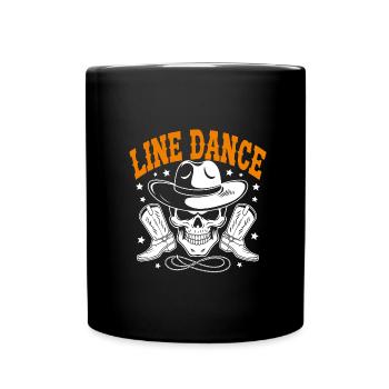 Line Dance Skull with Stetson and Boots and Lasso - Full Colour Mug - black - Front