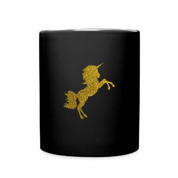 Golden Unicorn - Goldenes Einhorn Gold Glitzer - Tasse einfarbig - Schwarz - Vorne