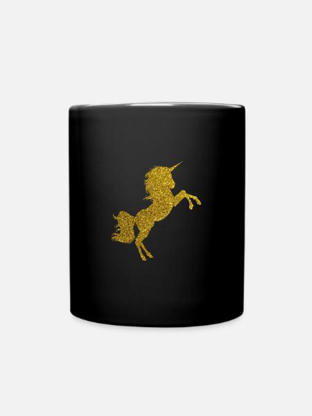 Golden Unicorn - Goldenes Einhorn Gold Glitzer - Tasse einfarbig - Schwarz