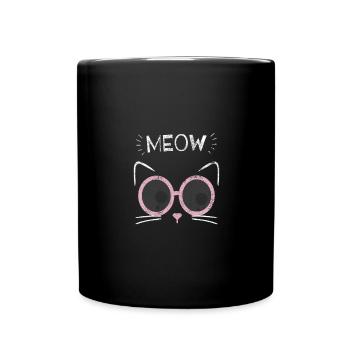 Katze Kätzchen Hipster Katzen Mutter Geschenk - Tasse einfarbig - Schwarz - Vorne