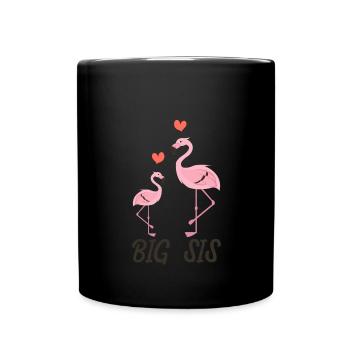 Big Sis Flamingo Kids Big Sister T-Shirt - Full Colour Mug - black - Front