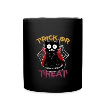 Katze Vampir Trick or Treat Kürbis Halloween Kind - Tasse einfarbig - Schwarz - Vorne