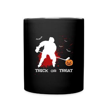 Eishockey Spieler Halloween Kostüm Kürbis Blut - Tasse einfarbig - Schwarz - Vorne