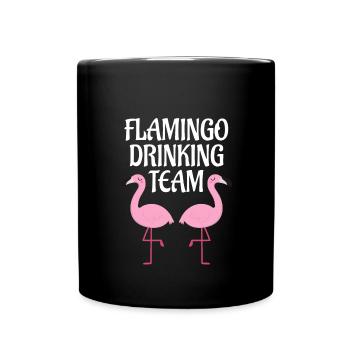 FLAMINGO DRINKING TEAM Party Alkohol Sekt Wein - Tasse einfarbig - Schwarz - Vorne