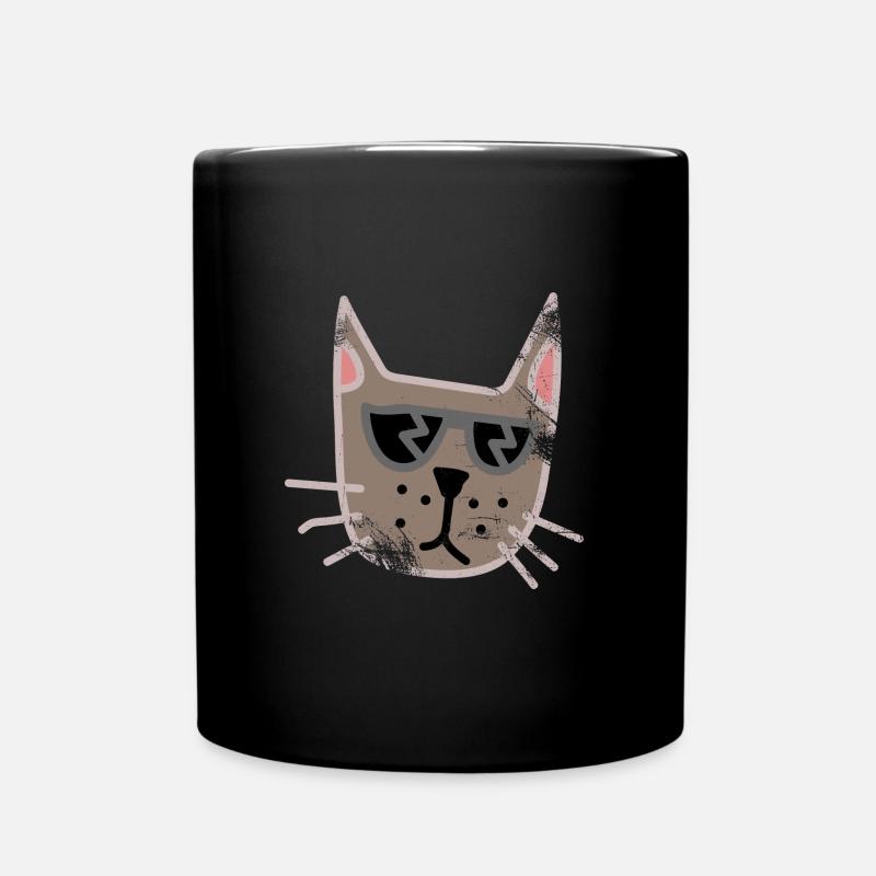 Katze cool süß Geschenk - Tasse einfarbig - Schwarz