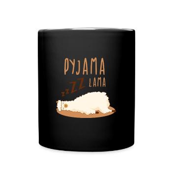 Pyjama Lama Schlafanzuh süße Lamas geschenk - Tasse einfarbig - Schwarz - Vorne
