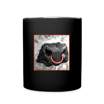 Stier Galloway Bulle Nasenring rot - Tasse einfarbig - Schwarz - Vorne