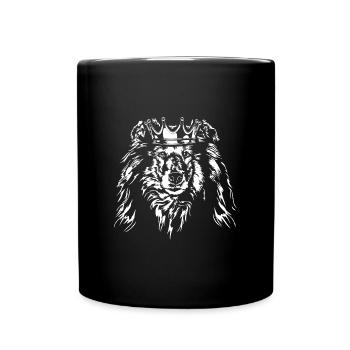Langhaar COLLIE Krone Hund Hunde Wilsigns - Tasse einfarbig - Schwarz - Vorne