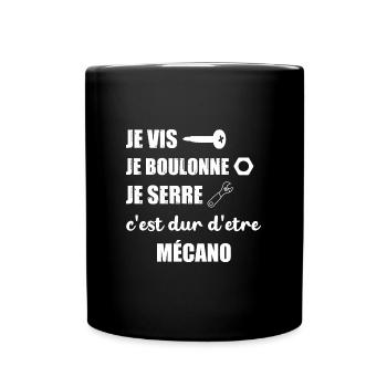 Je vis je boulonne je serre t-shirt mécano - Mug uni - noir - Devant