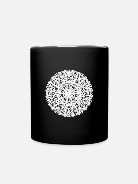 Geometrische Blumen Mandala runde Muster Form - Tasse einfarbig - Schwarz