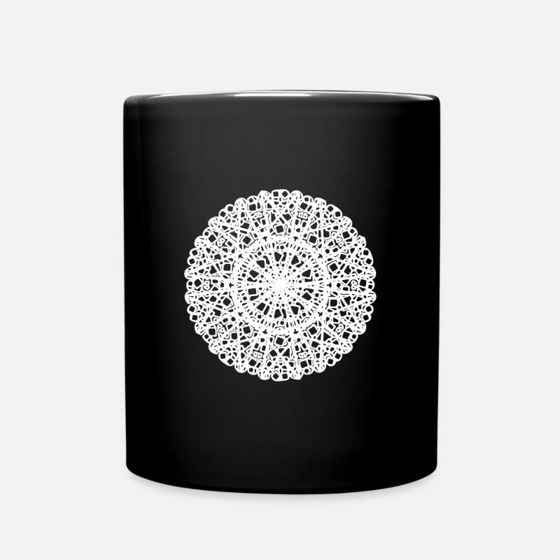 Geometrische Blumen Mandala runde Muster Form - Tasse einfarbig - Schwarz