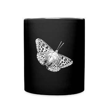 Eleganter Vintage Schmetterling - Tasse einfarbig - Schwarz - Vorne