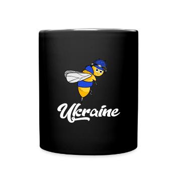 soutenir ukraine ukrainebiene freiheit en bleu-jaune - Mug uni - noir - Devant