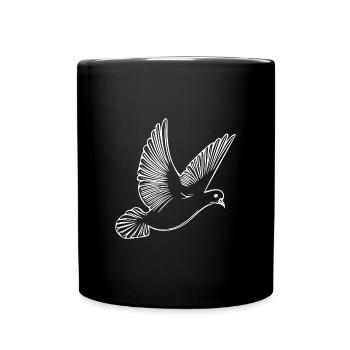 Fliegende Taube auf breiten Schwingen - Tasse einfarbig - Schwarz - Vorne