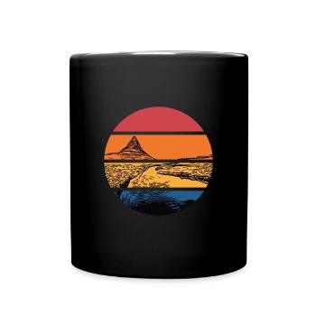 Fluss im Sonnenuntergang mit Berg - Tasse einfarbig - Schwarz - Vorne