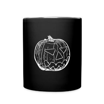Scary creepy pumpkin head - Full Colour Mug - black - Front