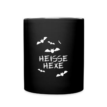 heisse hexe,hexe,halloween,fledermaus,weiss - Tasse einfarbig - Schwarz - Vorne