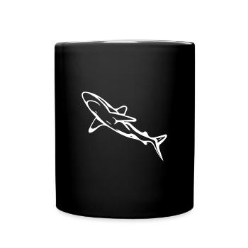 Elegant sleek deep-sea shark - Full Colour Mug - black - Front