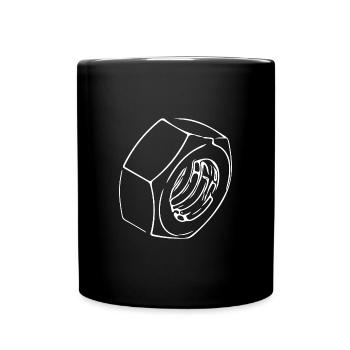 Écrou à vis avec filetage vintage - Mug uni - noir - Devant