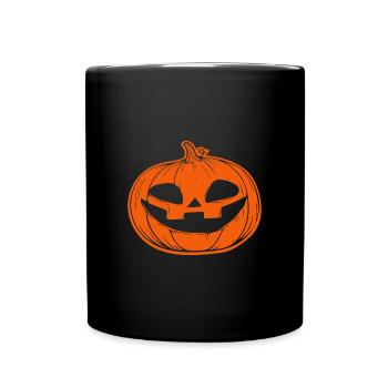 Kürbis Gesicht - grinsendes Halloweenkostüm - Tasse einfarbig - Schwarz - Vorne