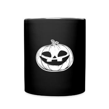 Kürbis Gesicht - grinsendes Halloweenkostüm - Tasse einfarbig - Schwarz - Vorne
