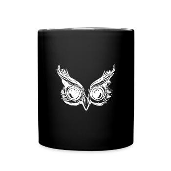 Süsse Eule Augen - Kauz Schnabel - Tasse einfarbig - Schwarz - Vorne