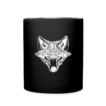 Vintage Wolfportrait - Tasse einfarbig - Schwarz - Vorne