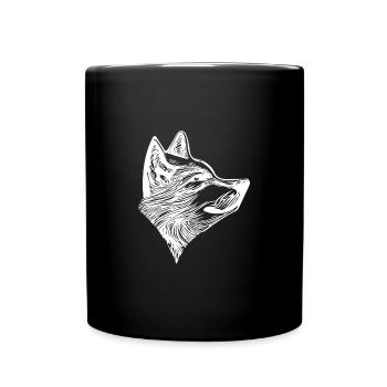 Elegant Vintage Wolf Portrait - Full Colour Mug - black - Front