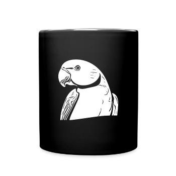 Collared Parakeet Portrait Vintage Parrot Drawing - Full Colour Mug - black - Front