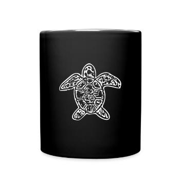 Vintage abstract turtle - Full Colour Mug - black - Front
