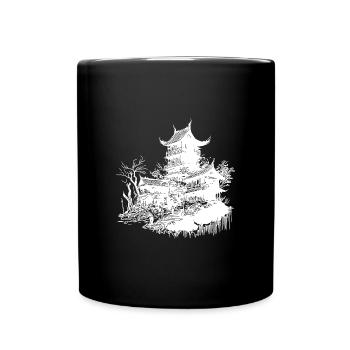 Japanese architecture temple in retro design - Full Colour Mug - black - Front