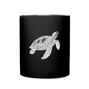 Elegante schwimmende alte Wasserschildkröte - Tasse einfarbig - Schwarz - Vorne