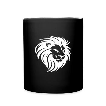 Tête de lion avec crinière - Mug uni - noir - Devant