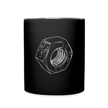 Écrou à vis avec surface rayée - Mug uni - noir - Devant