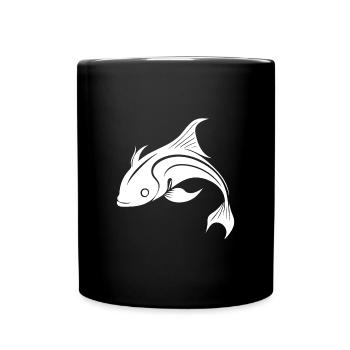 Koi Karpfen - Süsser eleganter Karpfenfisch - Tasse einfarbig - Schwarz - Vorne